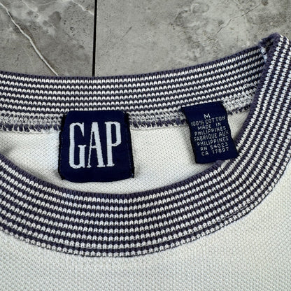 90s Old Gap White Ringer Knit Textured Ringer T-Shirt
