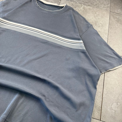 00s Van Heusen Border Blue Gray Layered T-Shirt