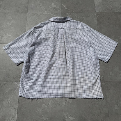 90s-00s Polo Golf Caldwell Cropped Raw Hem White Checkered Shirt KiiChain Clothing