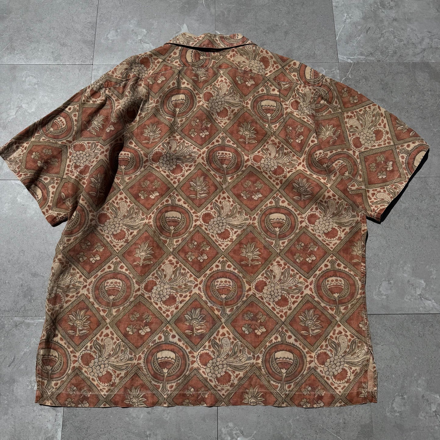 90s Ralph Lauren Rare Graphic Linen Open Collar Shirt KiiChain Clothing