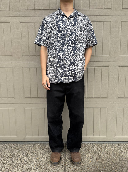 00s Polo by Ralph Lauren Bonnard Navy / Black Paisley Open Collar Shirt