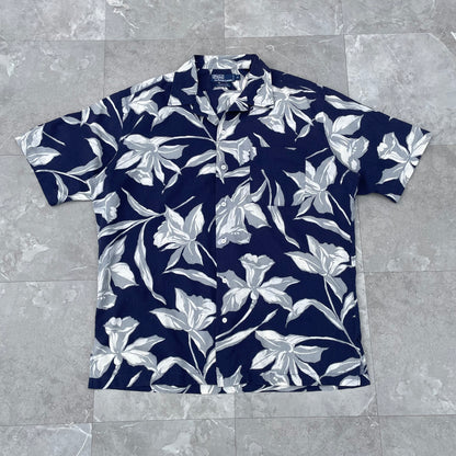 90s Ralph Lauren Clayton Navy Lilly Floral Hawaiian Shirt