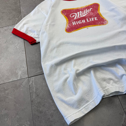 90s-00s AAA Miller High Life White & Red Ringer T-Shirt