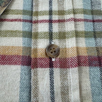 90s-00s Claybrooke Outdoors Beige Checkered Flannel Button Down Shirt