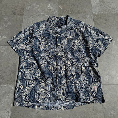 90s-00s Ralph Lauren Polo Sport Anchor Pattern Seersucker Open Collar Shirt KiiChain Clothing