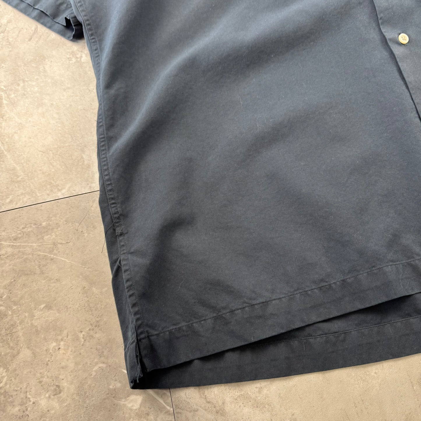 00s Polo by Ralph Lauren Black Sun Faded Silk x Cotton Open Collar Shirt