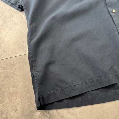 00s Polo by Ralph Lauren Black Sun Faded Silk x Cotton Open Collar Shirt