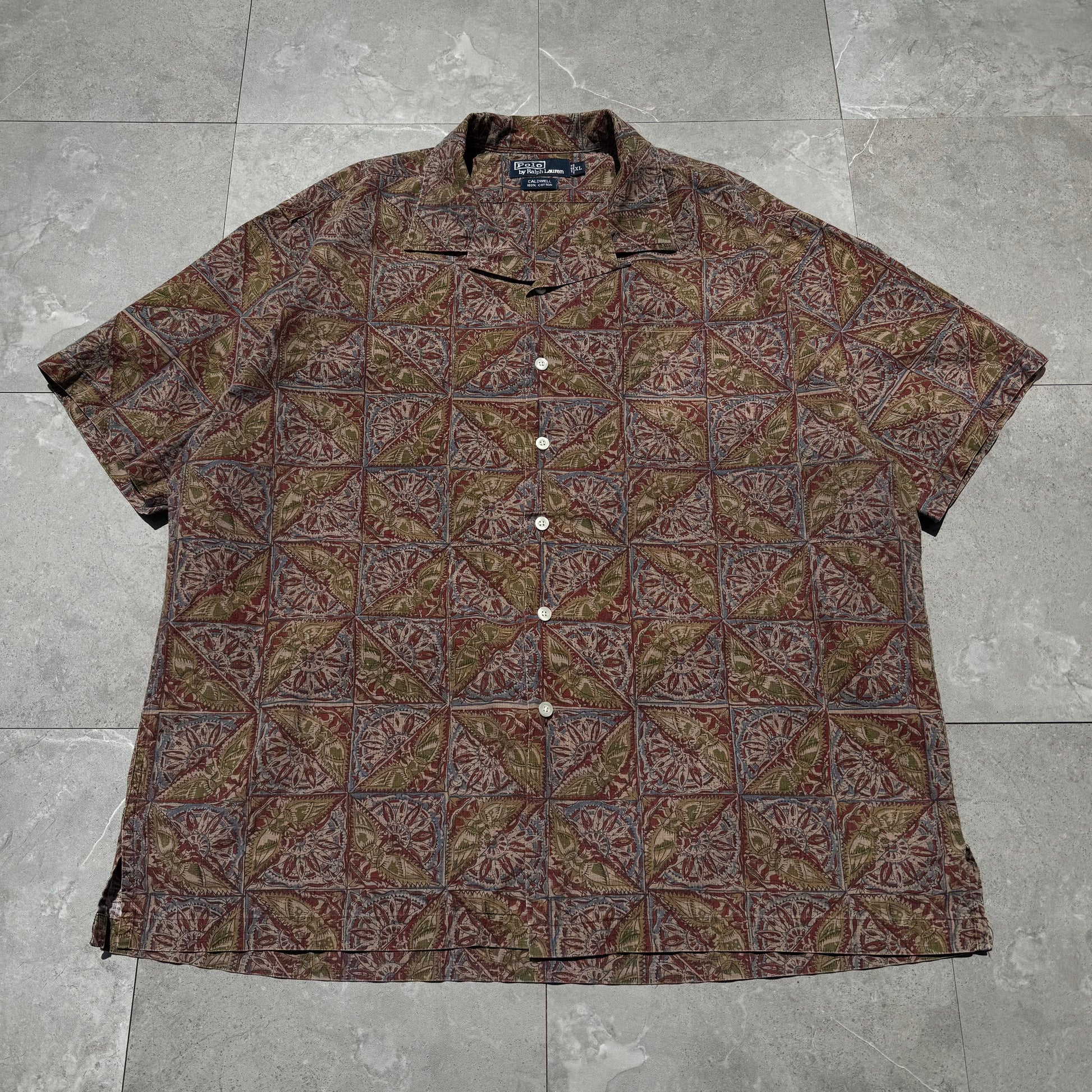 90s-00s Ralph Lauren Caldwell Bird Graphic Paisley Cotton Short Sleeve Shirt KiiChain Clothing
