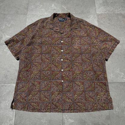 90s-00s Ralph Lauren Caldwell Bird Graphic Paisley Cotton Short Sleeve Shirt KiiChain Clothing