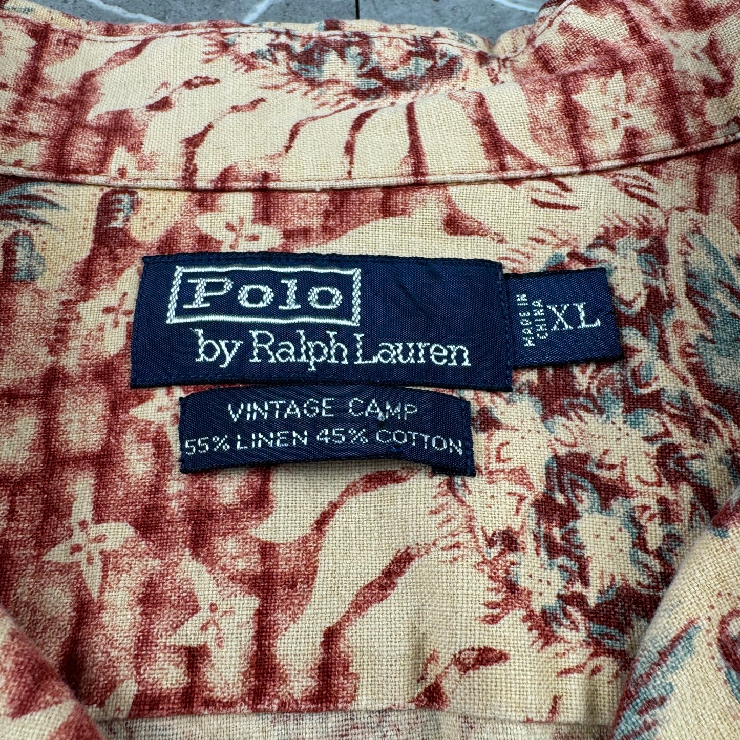 00s Polo by Ralph Lauren Vintage Camp Red Leaf Open Collar Shirt XL