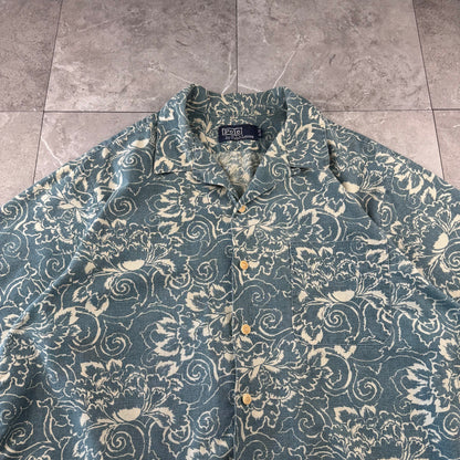 90s Polo by Ralph Lauren Light Blue Paisley Open Collar Shirt