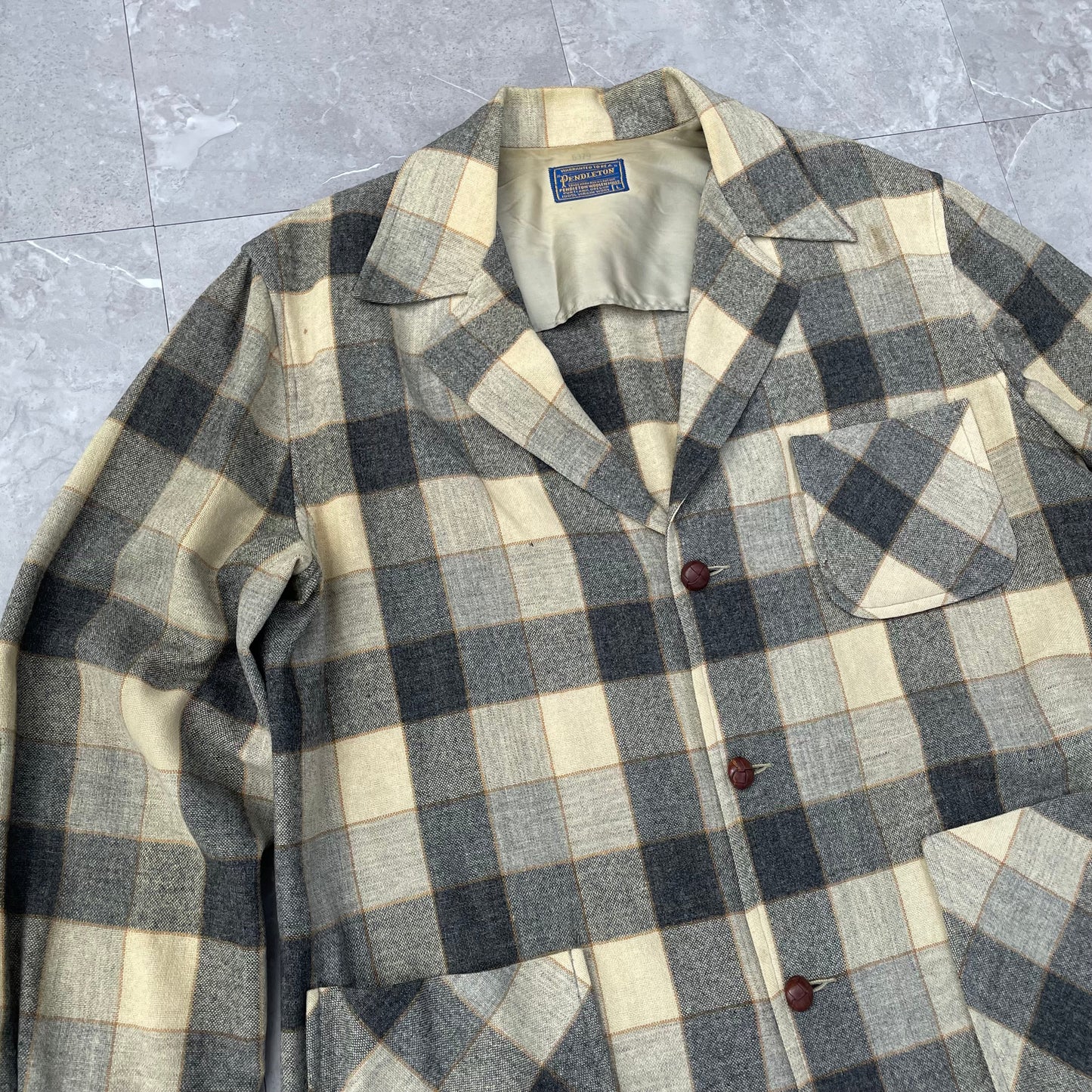 50s Pendleton Checkered Elbow Patch Made in USA Shirt Jacket