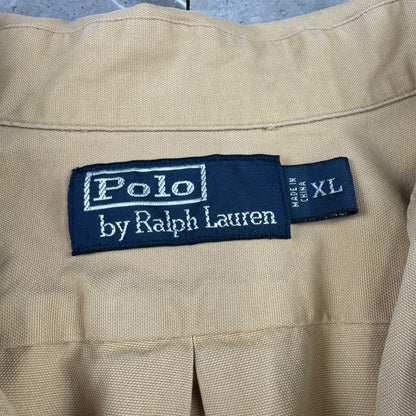 00s Polo by Ralph Lauren Mustard Brown Silk x Cotton Open Collar Shirt