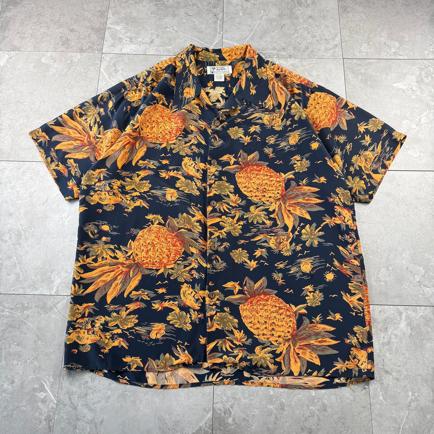 90s Avanti Black 100% Silk Open Collar Shirt