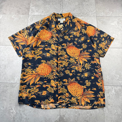 90s Avanti Black 100% Silk Open Collar Shirt