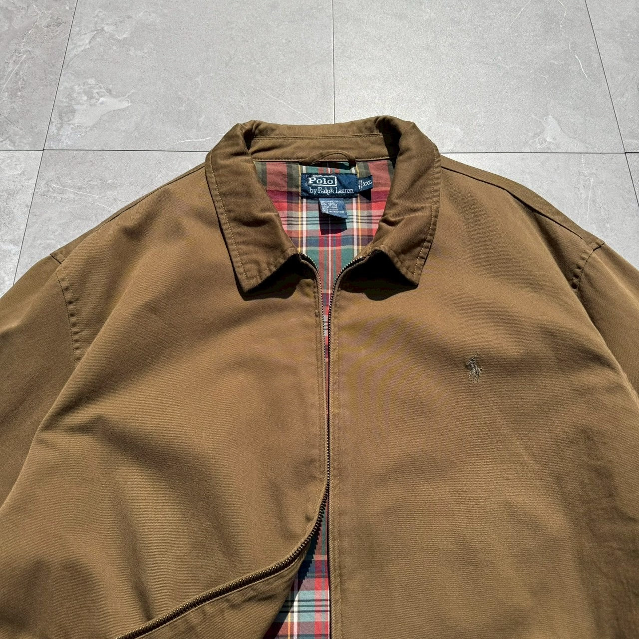 90s-00s Ralph Lauren Brown Checkered Lined Swing Top Jacket