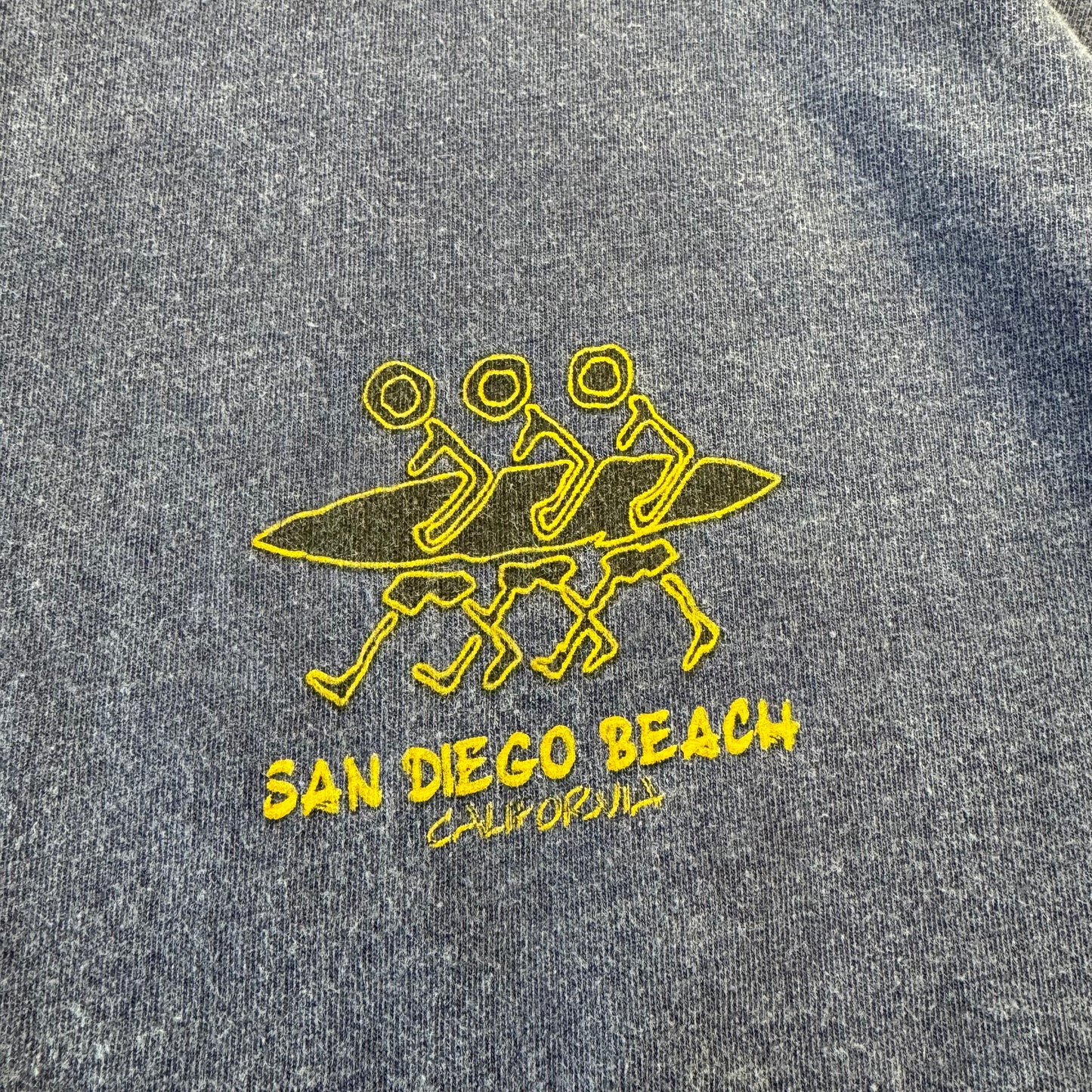 90s Delta San Diego Beach Made in USA Faded Blue Surf Graphic T-Shirt
