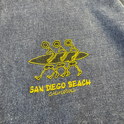 90s Delta San Diego Beach Made in USA Faded Blue Surf Graphic T-Shirt