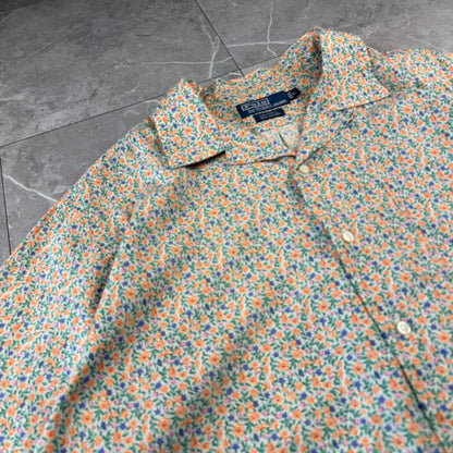 00s Polo by Ralph Lauren Caldwell Orange Flower Open Collar Shirt L