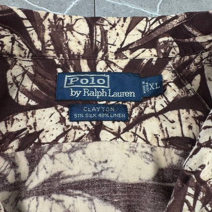 00s Polo by Ralph Lauren Clayton Brown Silk x Cotton Short Sleeve Shirt