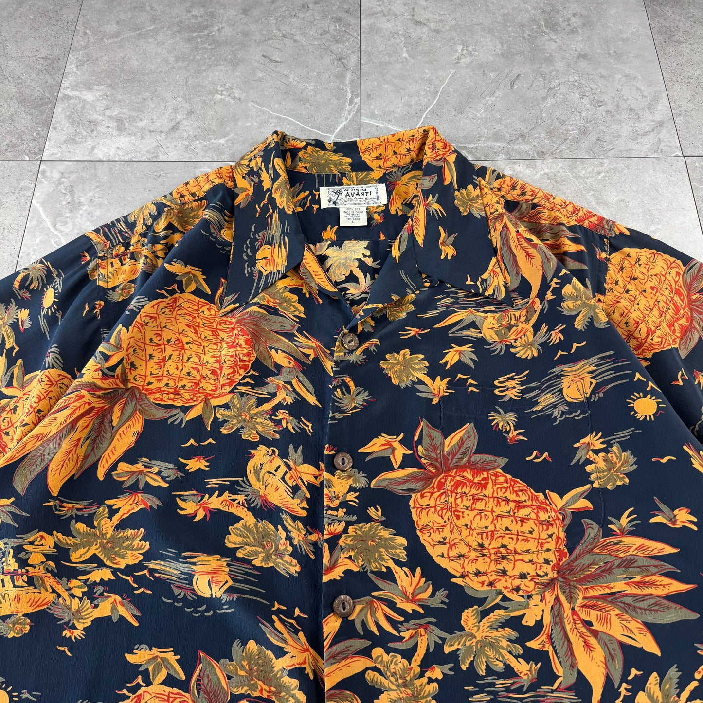 90s Avanti Black 100% Silk Open Collar Shirt