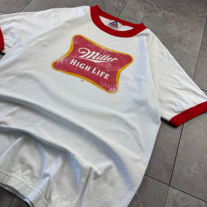 90s-00s AAA Miller High Life White & Red Ringer T-Shirt
