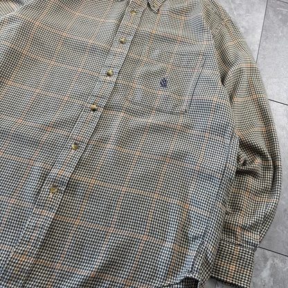 90s Nautica Brown Houndstooth Checkered Button Down Shirt