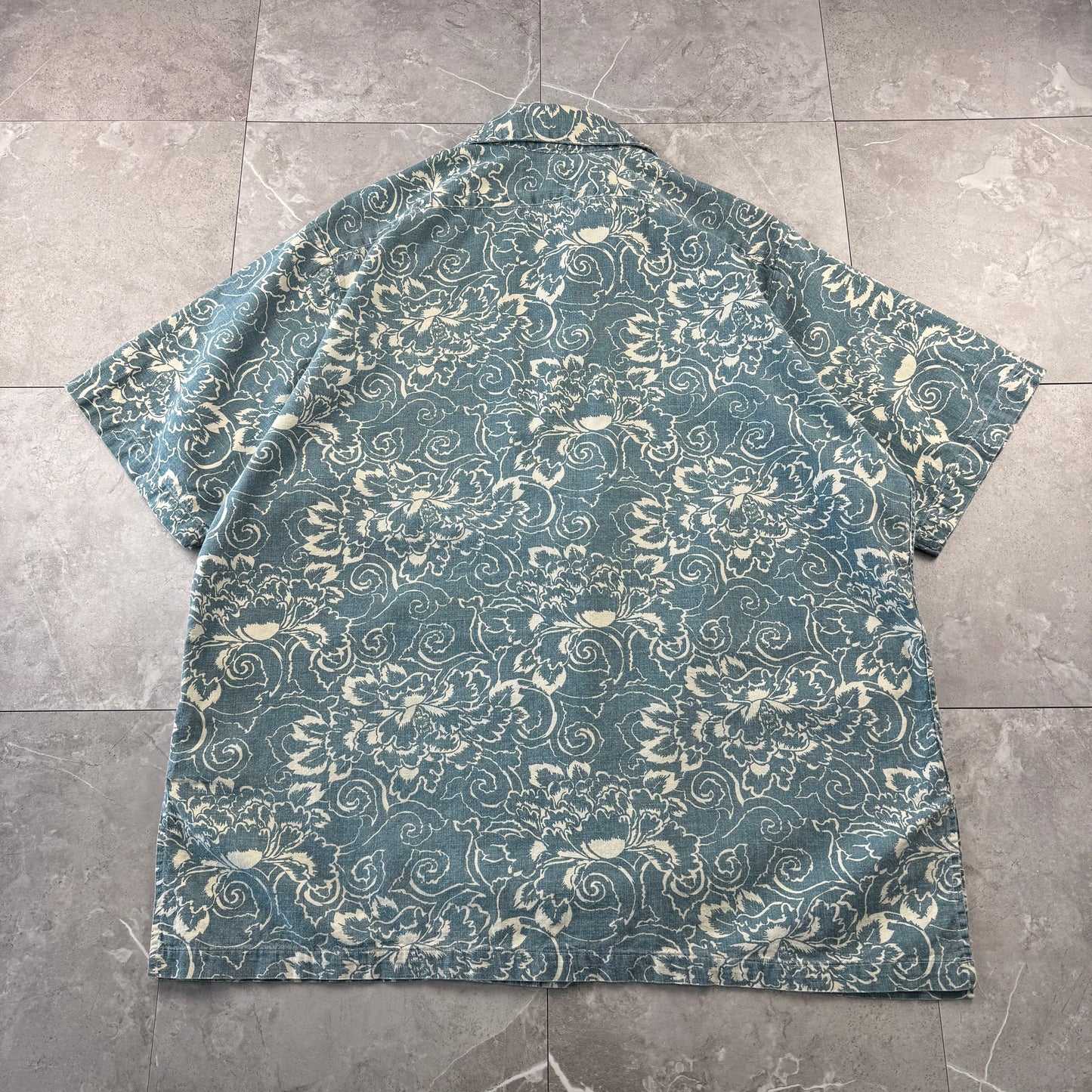 90s Polo by Ralph Lauren Light Blue Paisley Open Collar Shirt