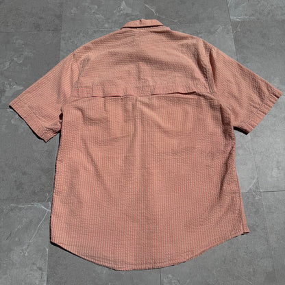 90s Travel Smith Salmon Pink Seersucker Dual Pocket Short Sleeve Shirt KiiChain Clothing