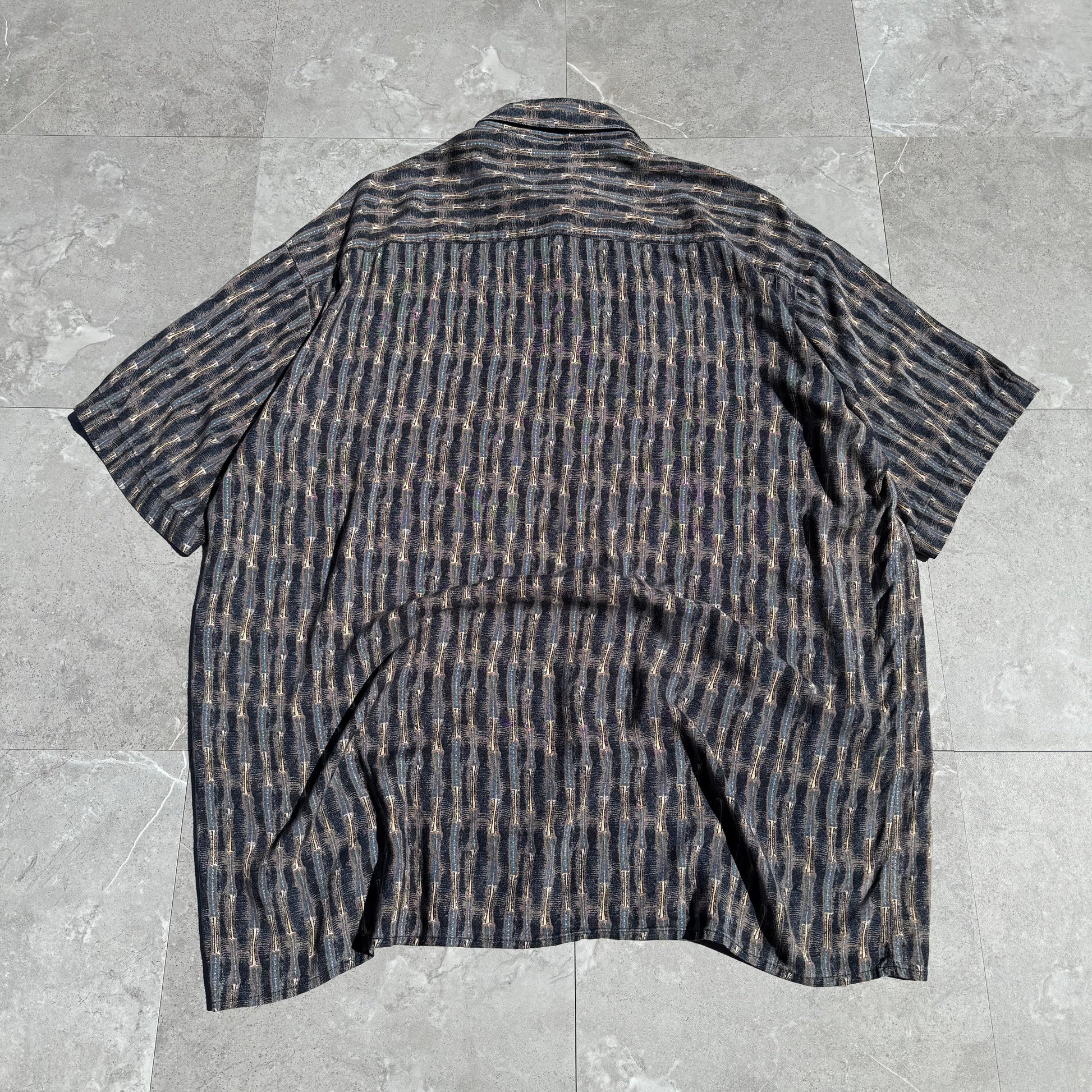 90s Alternatives by Natural Issue Striped Graphic 100% Rayon Short Sleeve Shirt KiiChain Clothing