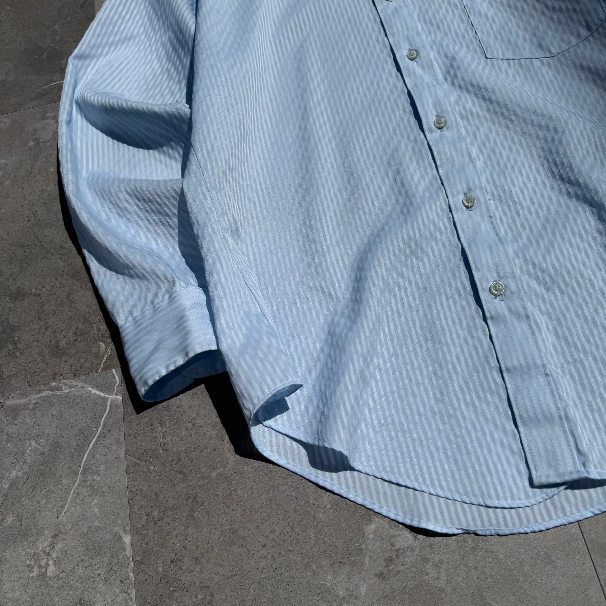 70s-80s Sears Seersucker Light Blue Shirt KiiChain Clothing