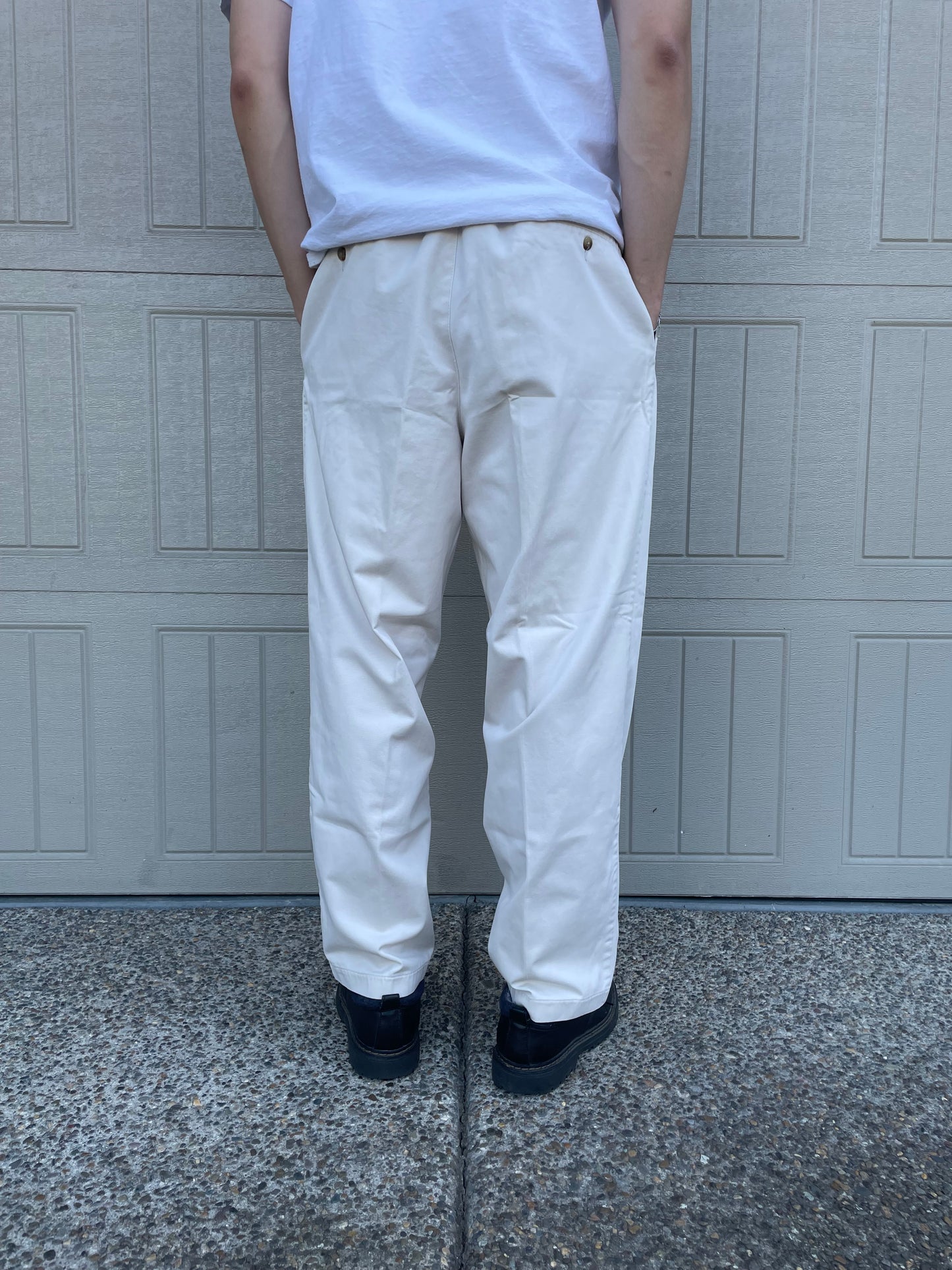 90s Bill Blass Two-Tuck Pleated Off-White/Cream Chino Pants