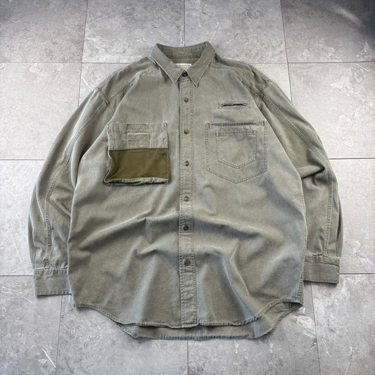 80s-90s Banana Republic Faded Khaki Multi Mesh Pocket Safari Shirt