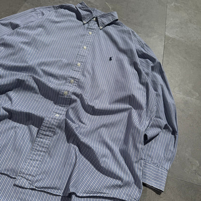 90s-00s Ralph Lauren “Yarmouth” Lightblue Striped Button Down Shirt KiiChain Clothing