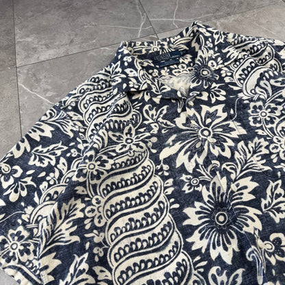 00s Polo by Ralph Lauren Bonnard Navy / Black Paisley Open Collar Shirt
