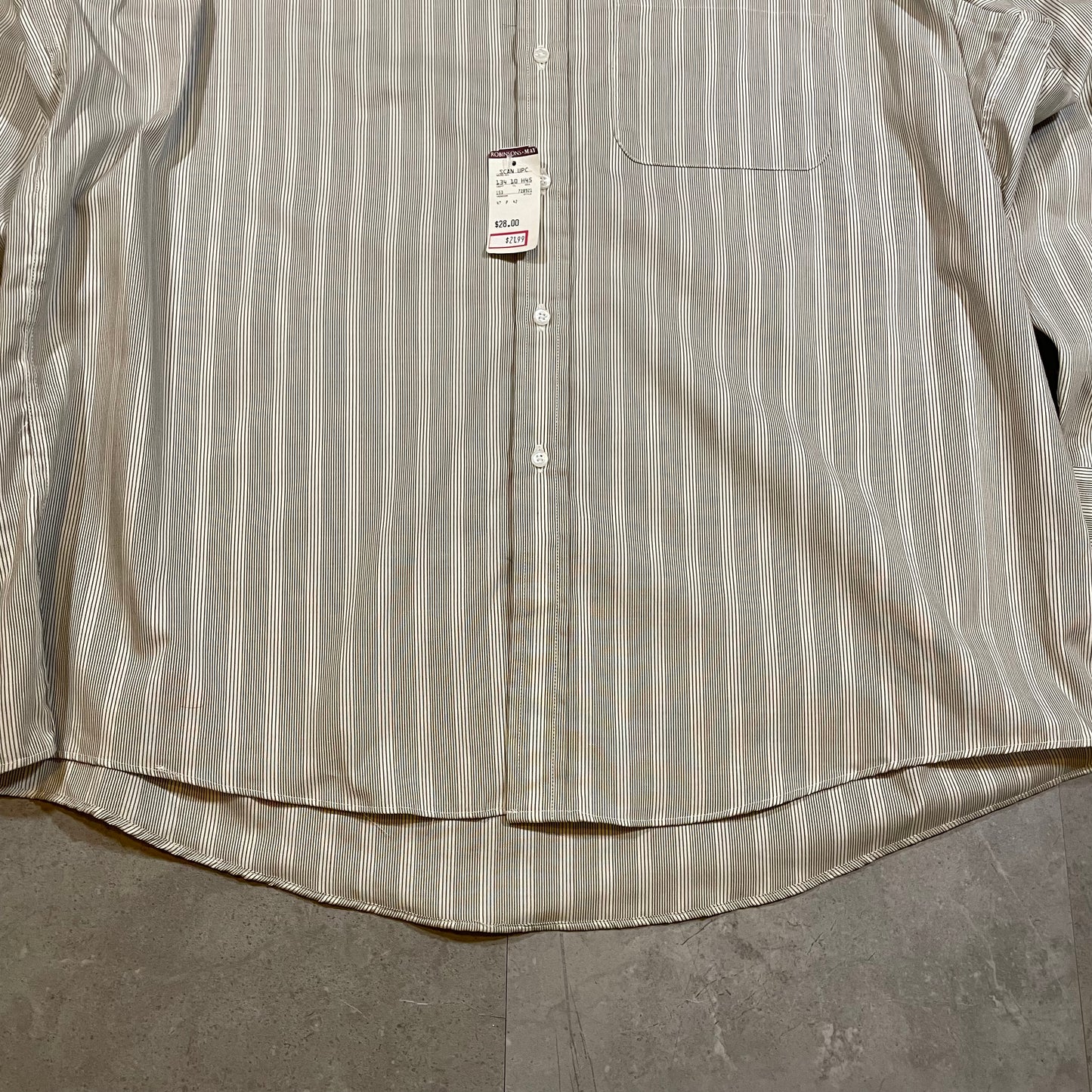 90s Deadstock Arrow Collection Made in USA Beige Striped Stand Collar Shirt