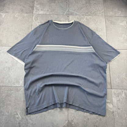 00s Van Heusen Border Blue Gray Layered T-Shirt