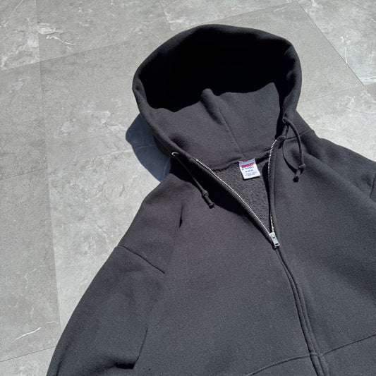 80s-90s Jerzees by Russell Athletic Made in USA Black Zip-Up Hoodie KiiChain Clothing