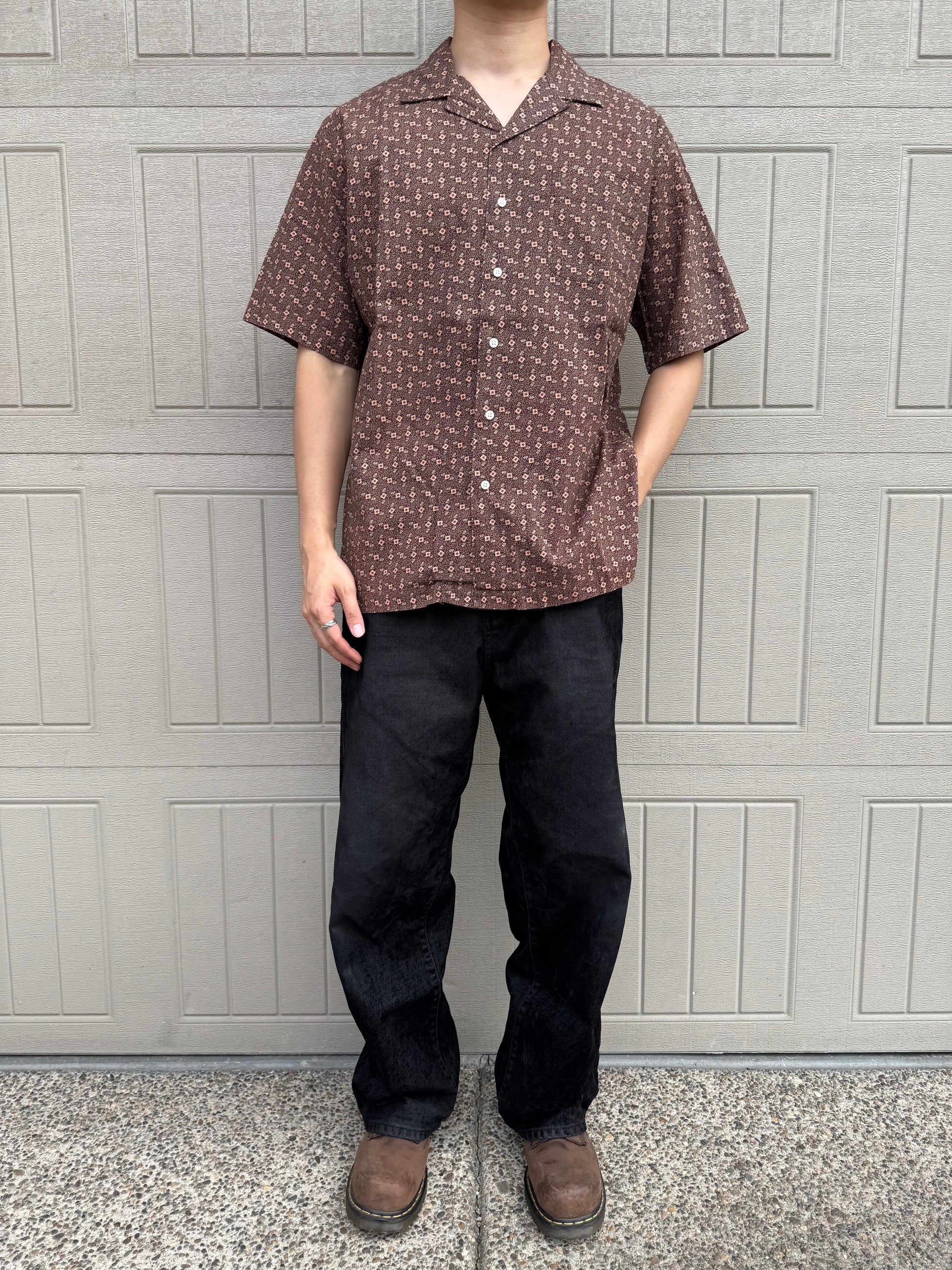 90s-00s Ralph Lauren Caldwell Brown Open Collar Shirt KiiChain Clothing