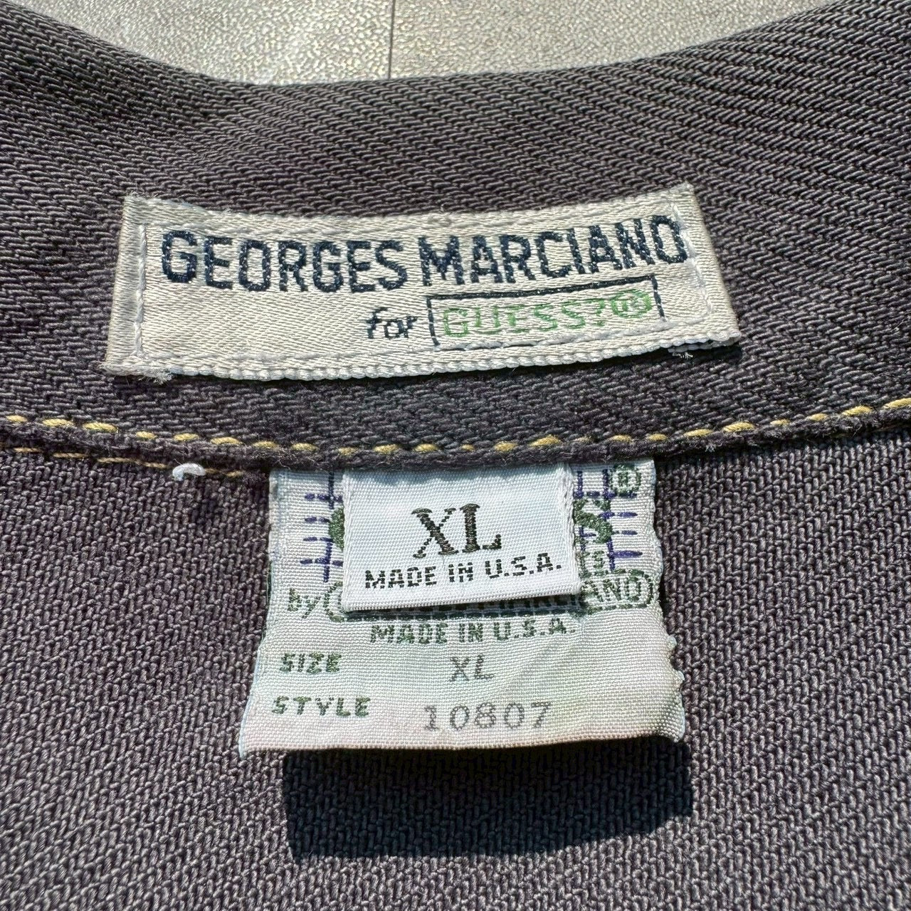 90s GUESS Made in USA Black/Dark Gray Denim Jacket