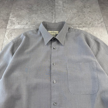 90s Natural Issue Gray Rayon Gingham Checkered Shirt