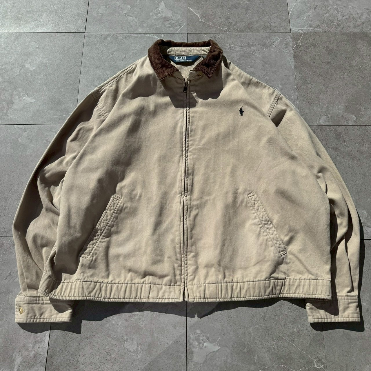90s-00s Ralph Lauren Corduroy Collar Beige Swing Top Jacket