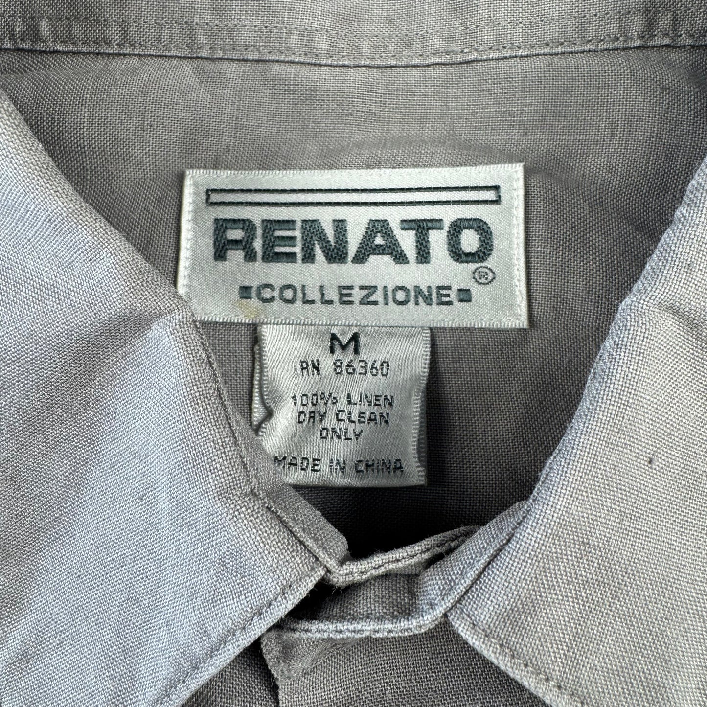 80s-90s Renato Faded Gray 100% Linen Cuba Shirt