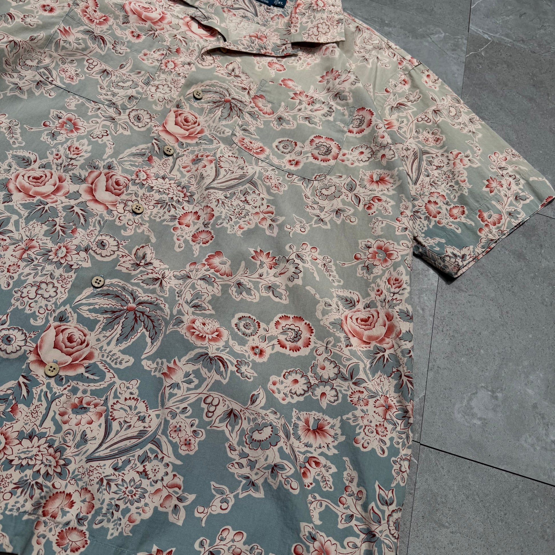 90s-00s Ralph Lauren Rare Floral Graphic Open Collar Shirt KiiChain Clothing
