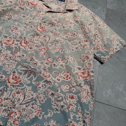 90s-00s Ralph Lauren Rare Floral Graphic Open Collar Shirt KiiChain Clothing