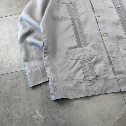 80s-90s Renato Faded Gray 100% Linen Cuba Shirt