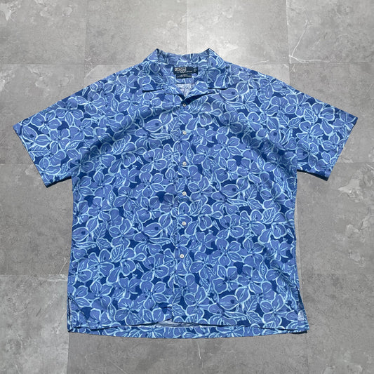 90s Ralph Lauren Caldwell Blue Floral Hawaiian Shirt