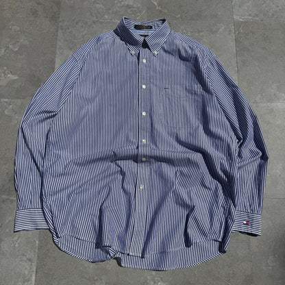 90s Tommy Hilfiger Blue Stripe Button Down Shirt KiiChain Clothing