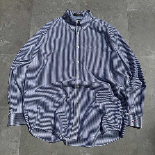 90s Tommy Hilfiger Blue Stripe Button Down Shirt KiiChain Clothing