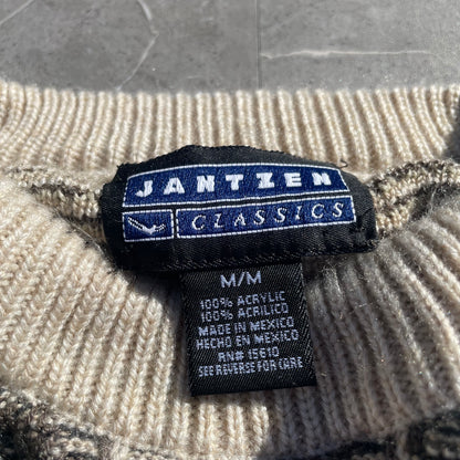 90s-00s Jantzen Acrylic Cream/Brown Design Knit